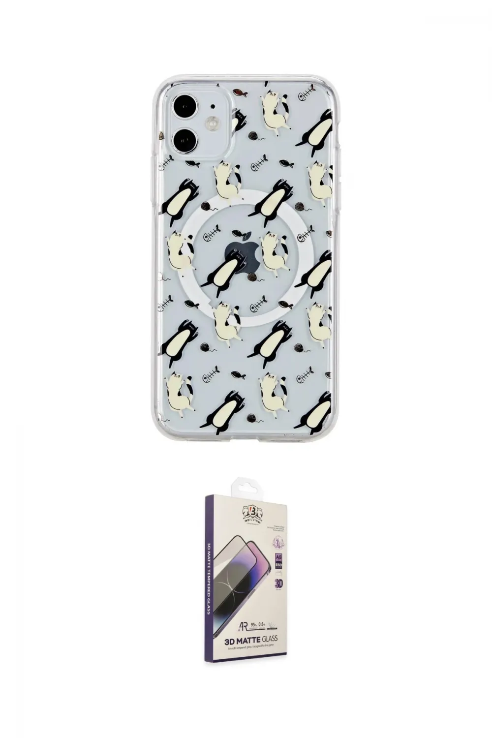 ieg™ iPhone 11 Kılıf Pusula Form - Siyah Bilvis 3D Mat Cam Ekran Koruyucu