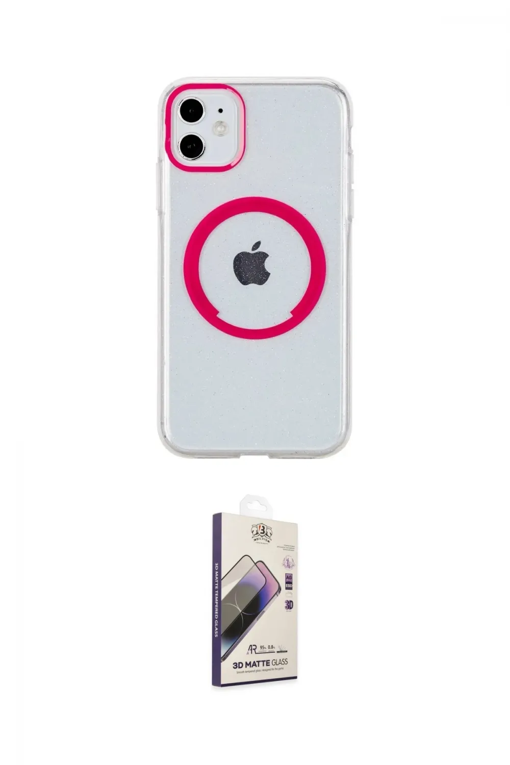 ieg™ iPhone 11 Kılıf Pusula Form - Siyah Bilvis 3D Mat Cam Ekran Koruyucu