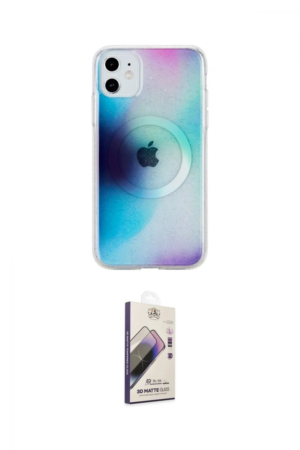 ieg™ iPhone 11 Kılıf Pusula Form - Siyah Bilvis 3D Mat Cam Ekran Koruyucu