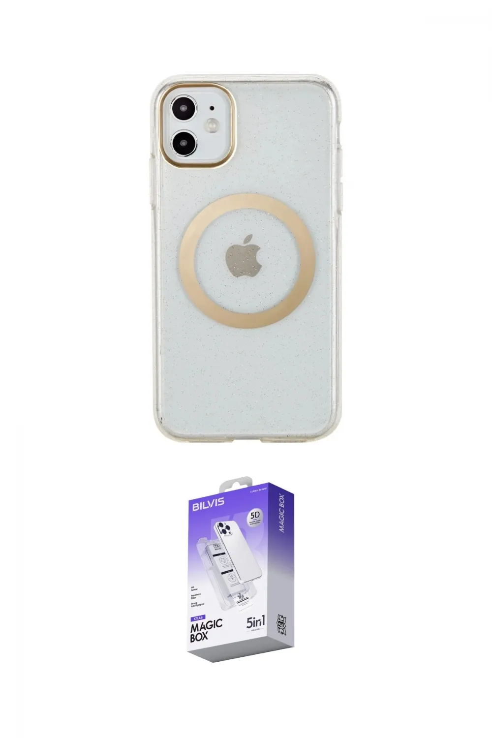 ieg™ iPhone 11 Kılıf Pusula Form - Siyah Bilvis 5in1 3D Magic Cam Ekran Koruyucu