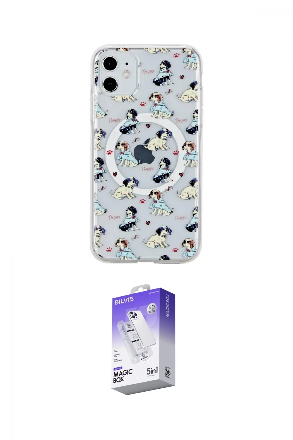 ieg™ iPhone 11 Kılıf Pusula Form - Siyah Bilvis 5in1 3D Magic Cam Ekran Koruyucu