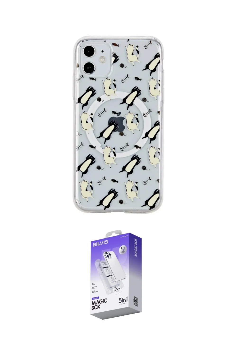 ieg™ iPhone 11 Kılıf Pusula Form - Siyah Bilvis 5in1 3D Magic Cam Ekran Koruyucu