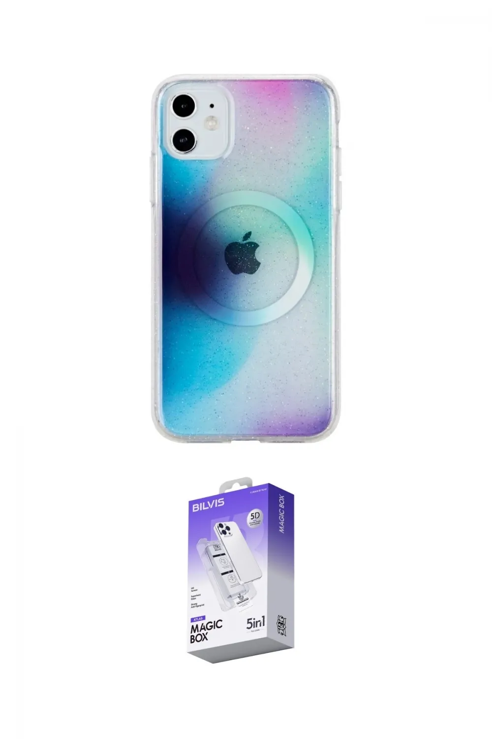 ieg™ iPhone 11 Kılıf Pusula Form - Siyah Bilvis 5in1 3D Magic Cam Ekran Koruyucu
