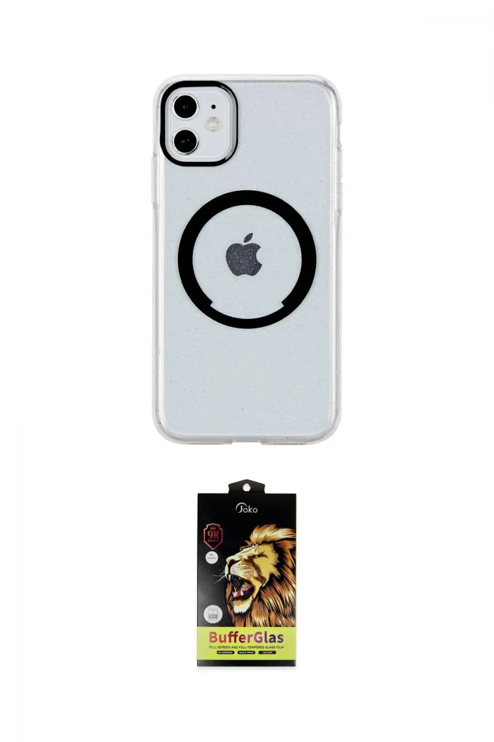 ieg™ iPhone 11 Kılıf Pusula Form - Siyah Buffer Cam Ekran Koruyucu