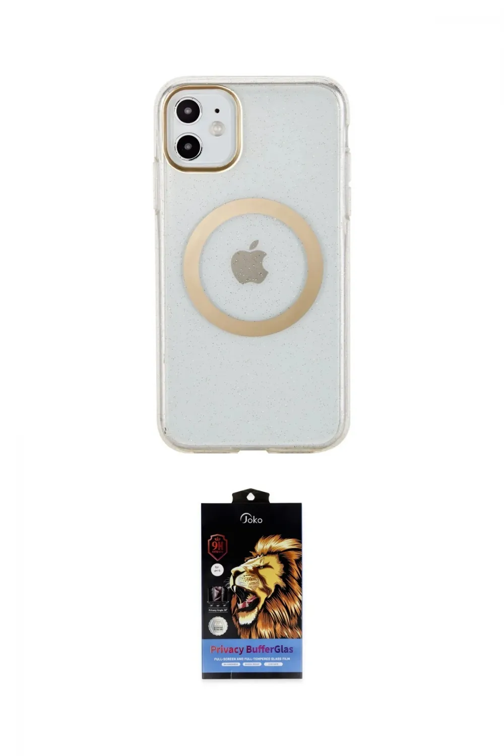 ieg™ iPhone 11 Kılıf Pusula Form - Siyah Buffer Hayalet Cam Ekran Koruyucu