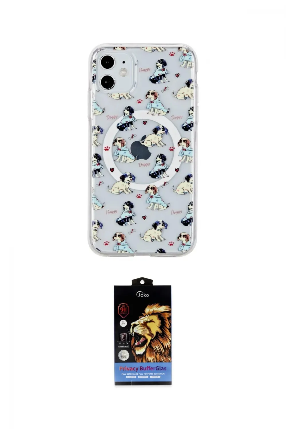 ieg™ iPhone 11 Kılıf Pusula Form - Siyah Buffer Hayalet Cam Ekran Koruyucu
