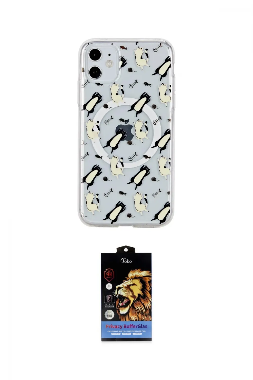 ieg™ iPhone 11 Kılıf Pusula Form - Siyah Buffer Hayalet Cam Ekran Koruyucu
