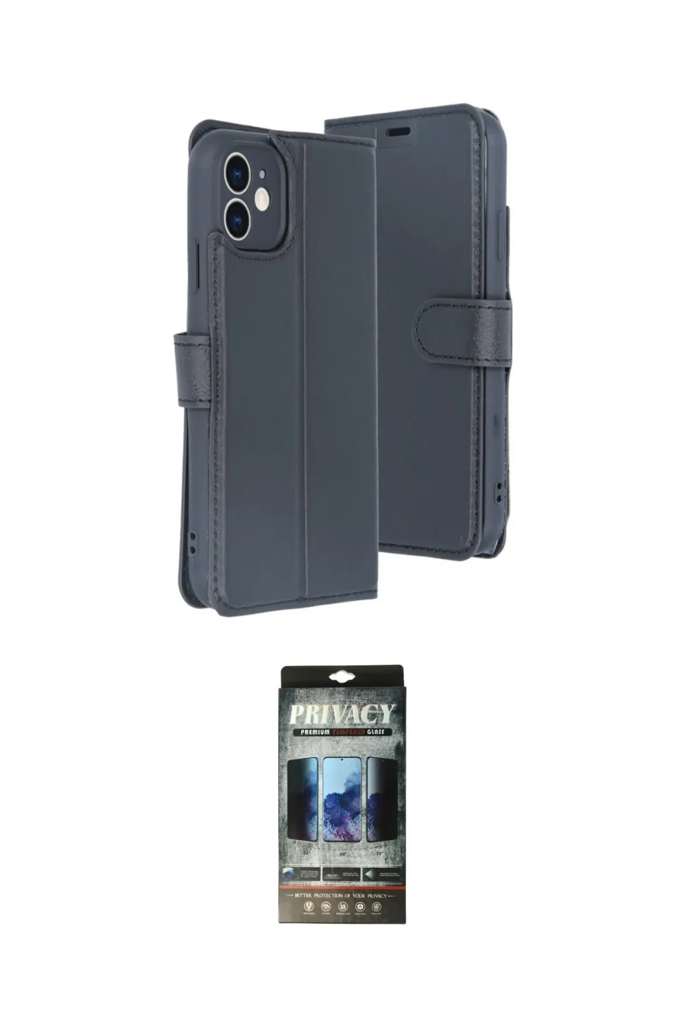ieg™ iPhone 11 Kılıf Siluet Işık Serisi - Siyah 34D Hayalet Izgaralı Cam