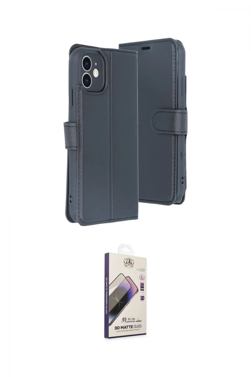 ieg™ iPhone 11 Kılıf Siluet Işık Serisi - Siyah Bilvis 3D Mat Cam Ekran Koruyucu
