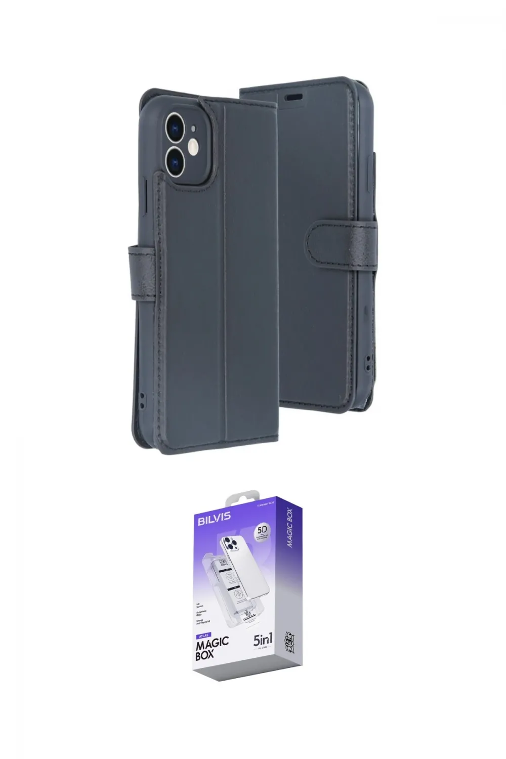 ieg™ iPhone 11 Kılıf Siluet Işık Serisi - Siyah Bilvis 5in1 3D Magic Cam Ekran Koruyucu