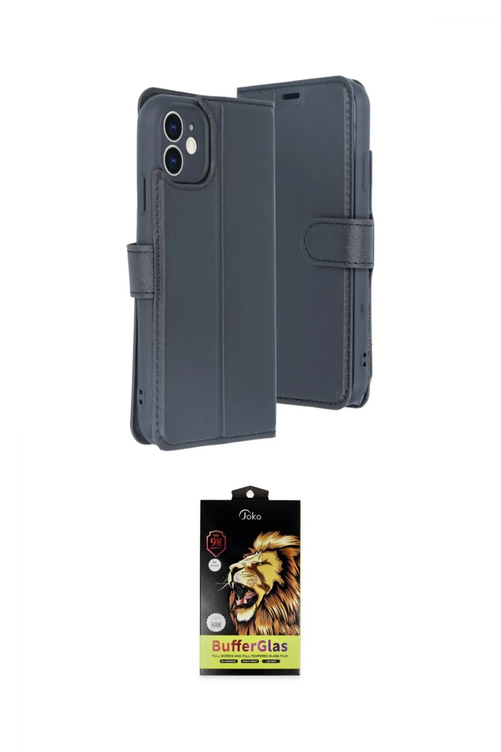 ieg™ iPhone 11 Kılıf Siluet Işık Serisi - Siyah Buffer Cam Ekran Koruyucu