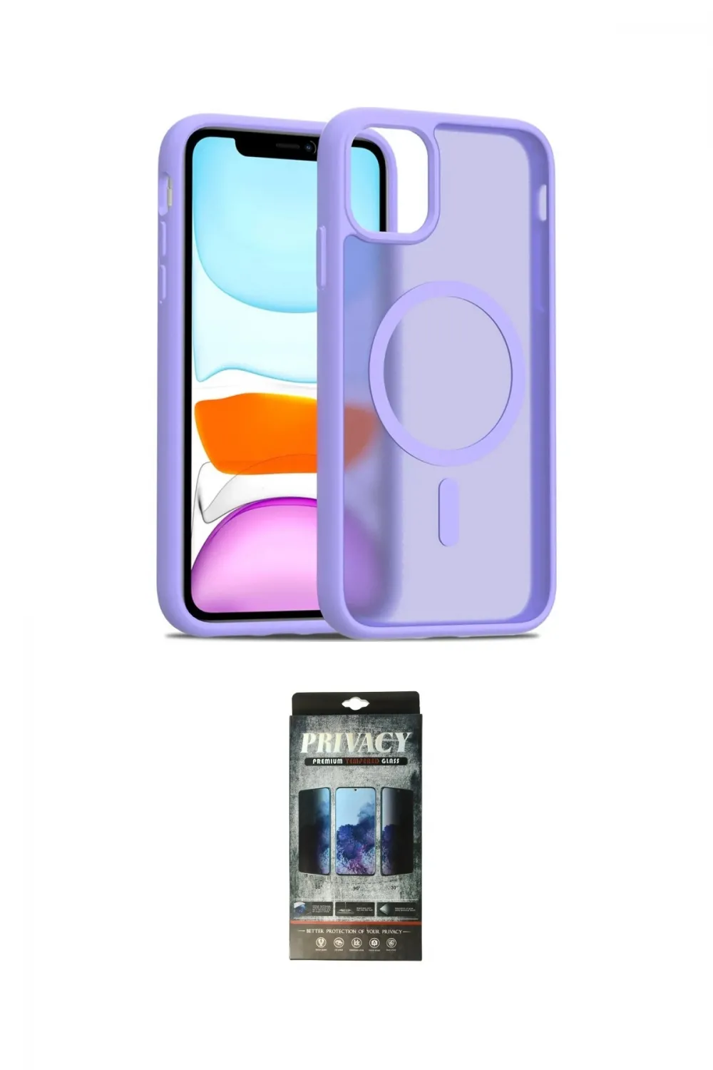 ieg™ iPhone 11 Kılıf Siluet Minimal Prime - Siyah 34D Hayalet Izgaralı Cam