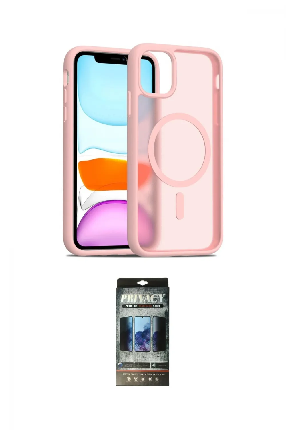ieg™ iPhone 11 Kılıf Siluet Minimal Prime - Siyah 34D Hayalet Izgaralı Cam