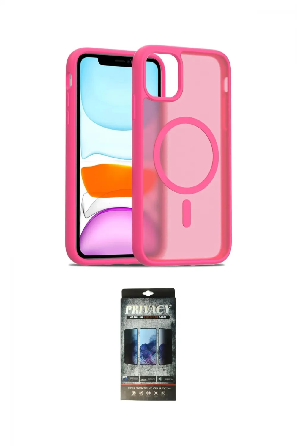 ieg™ iPhone 11 Kılıf Siluet Minimal Prime - Siyah 34D Hayalet Izgaralı Cam