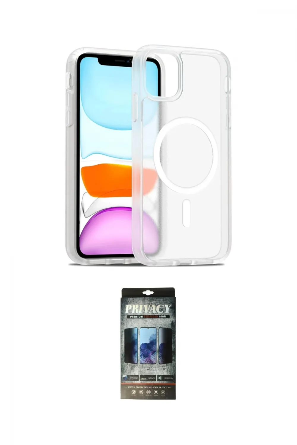 ieg™ iPhone 11 Kılıf Siluet Minimal Prime - Siyah 34D Hayalet Izgaralı Cam