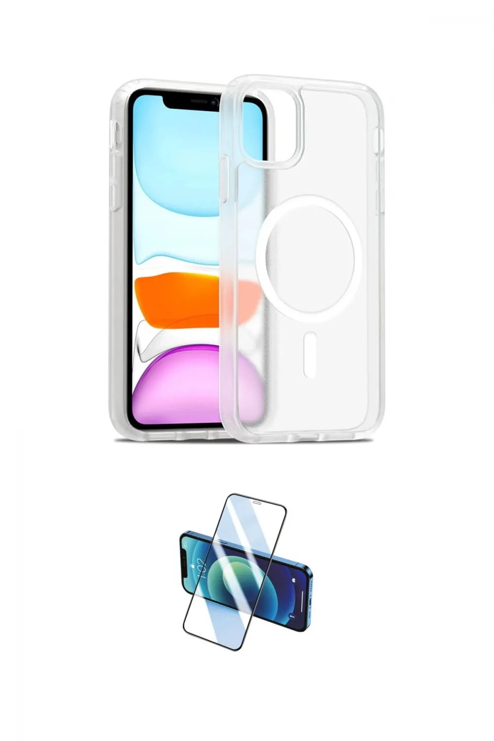 ieg™ iPhone 11 Kılıf Siluet Minimal Prime - Siyah 3D Antistatik Cam Ekran Koruyucu