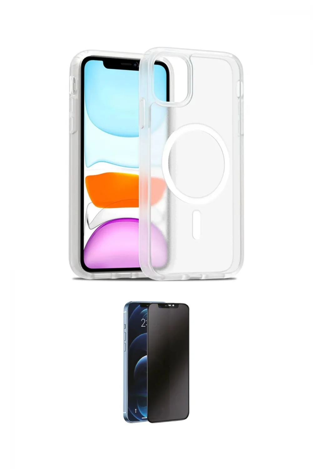 ieg™ iPhone 11 Kılıf Siluet Minimal Prime - Siyah 3D Antistatik Hayalet Cam Ekran Koruyucu
