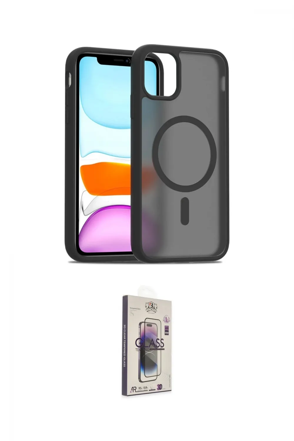 ieg™ iPhone 11 Kılıf Siluet Minimal Prime - Siyah Bilvis 3D Cam Ekran Koruyucu