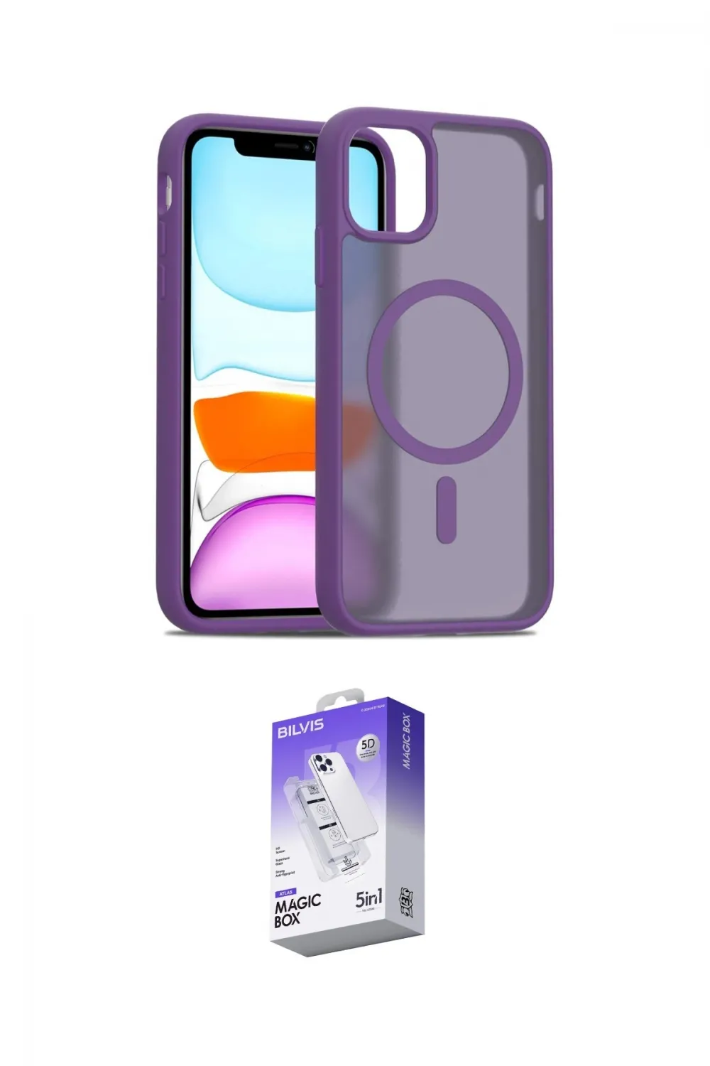 ieg™ iPhone 11 Kılıf Siluet Minimal Prime - Siyah Bilvis 5in1 3D Magic Cam Ekran Koruyucu