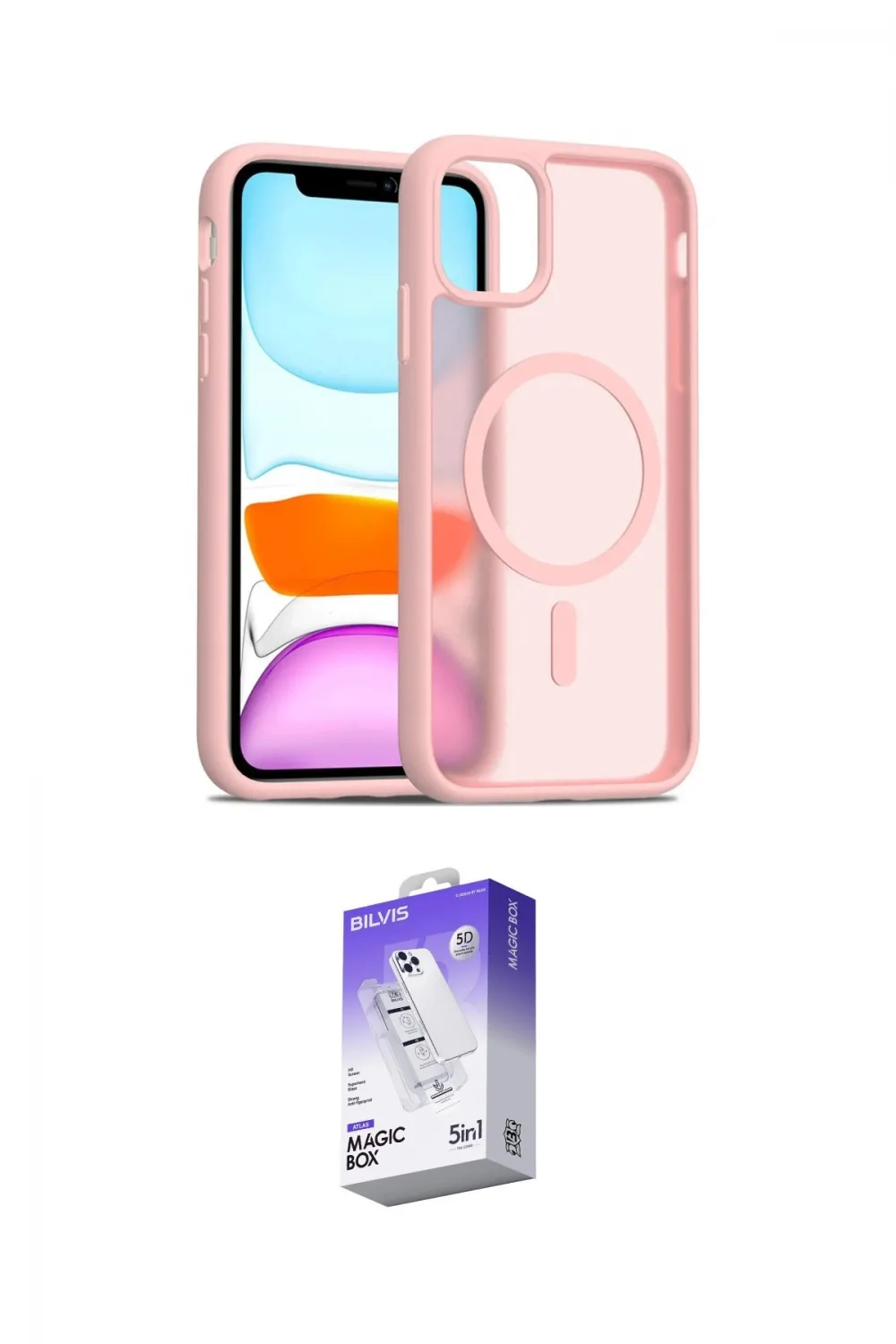 ieg™ iPhone 11 Kılıf Siluet Minimal Prime - Siyah Bilvis 5in1 3D Magic Cam Ekran Koruyucu