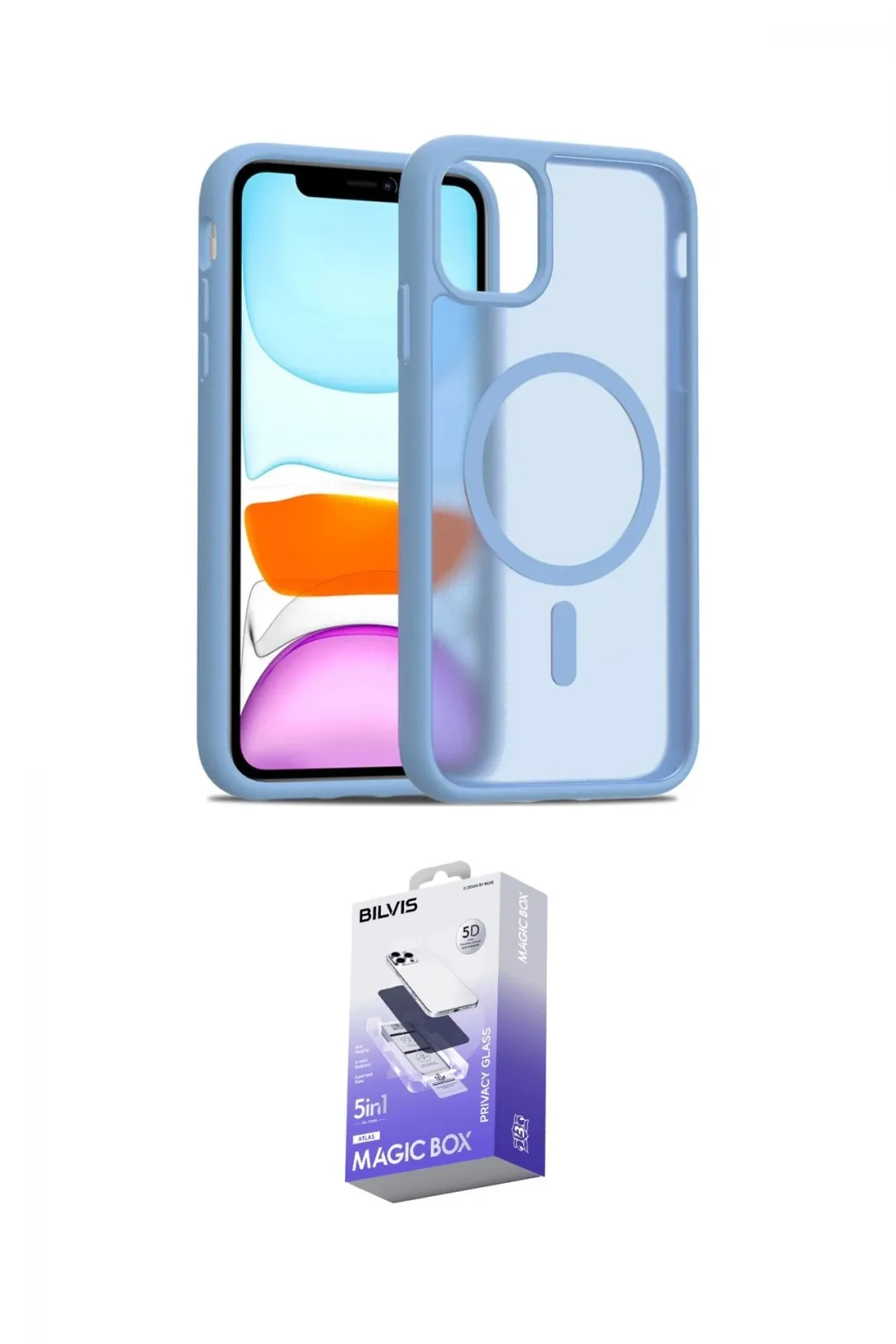 ieg™ iPhone 11 Kılıf Siluet Minimal Prime - Siyah Bilvis 5in1 5D Magic Hayalet Cam Ekran Koruyucu