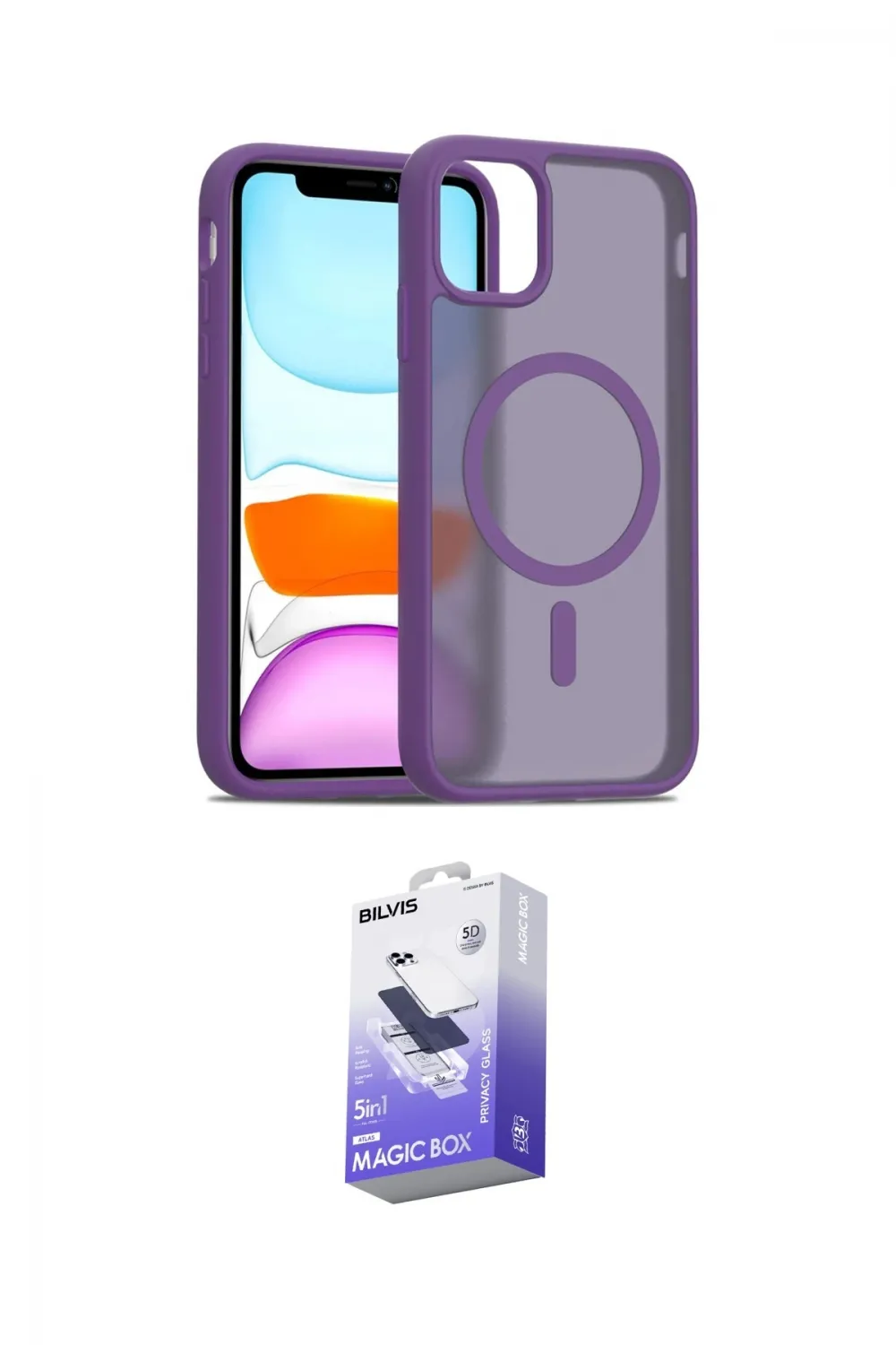 ieg™ iPhone 11 Kılıf Siluet Minimal Prime - Siyah Bilvis 5in1 5D Magic Hayalet Cam Ekran Koruyucu