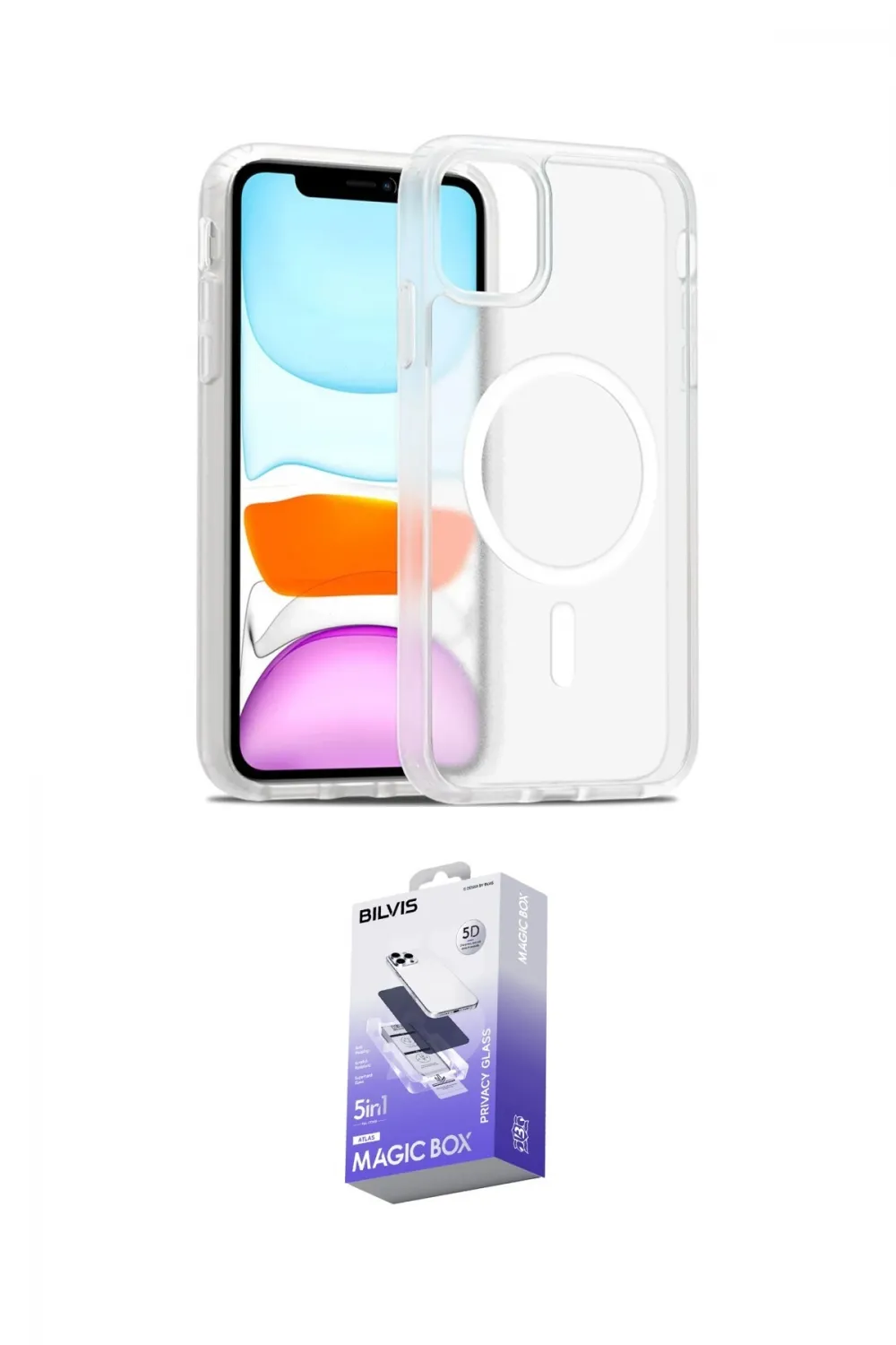ieg™ iPhone 11 Kılıf Siluet Minimal Prime - Siyah Bilvis 5in1 5D Magic Hayalet Cam Ekran Koruyucu