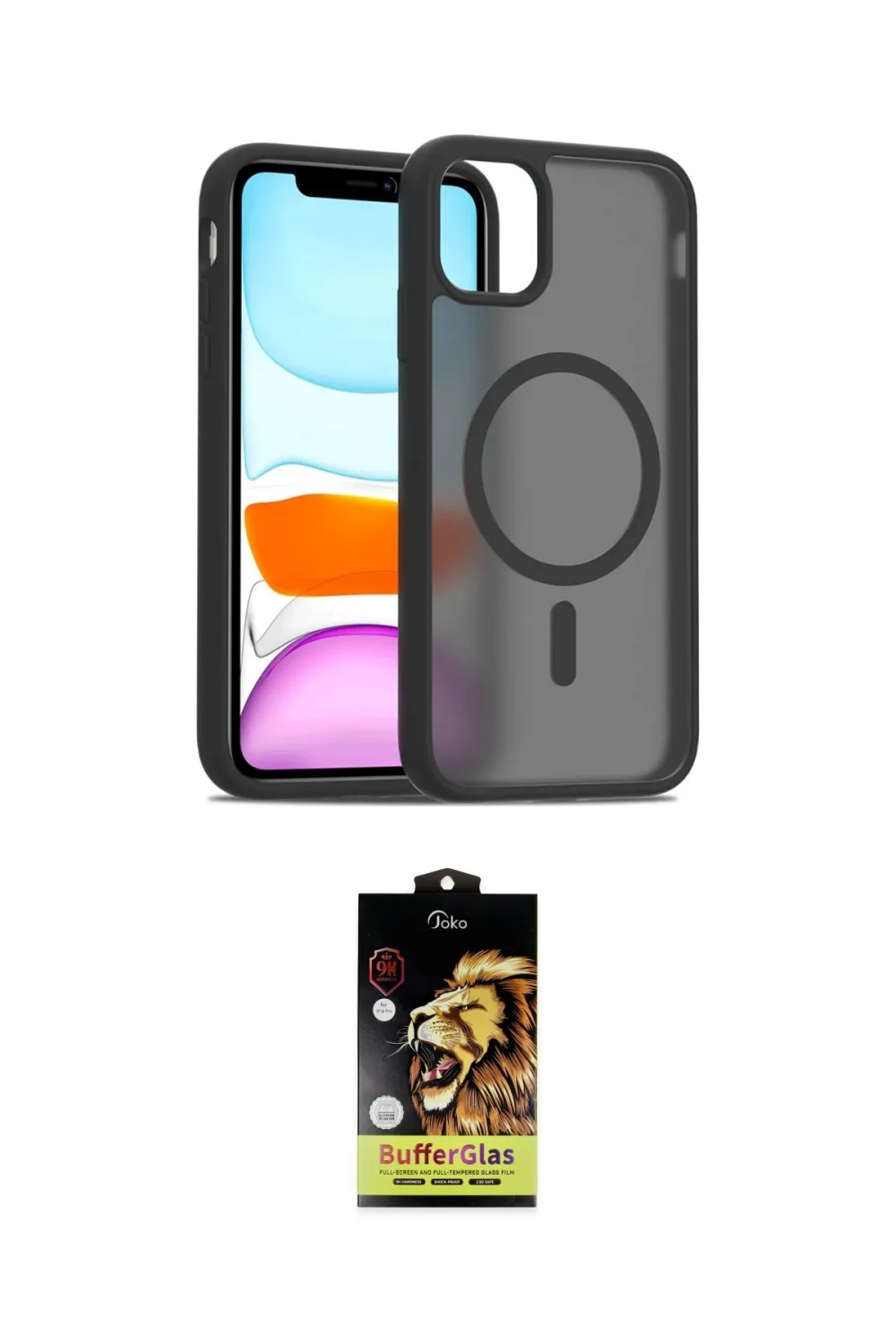 ieg™ iPhone 11 Kılıf Siluet Minimal Prime - Siyah Buffer Cam Ekran Koruyucu