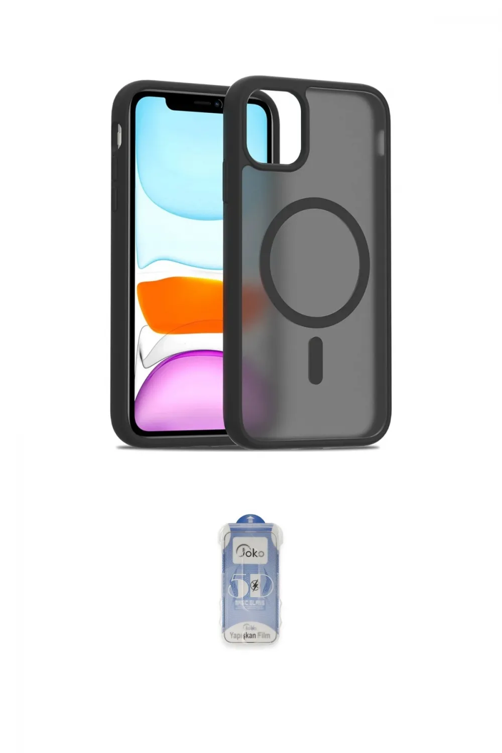 ieg™ iPhone 11 Kılıf Siluet Minimal Prime - Siyah Joko Magic 5D Cam