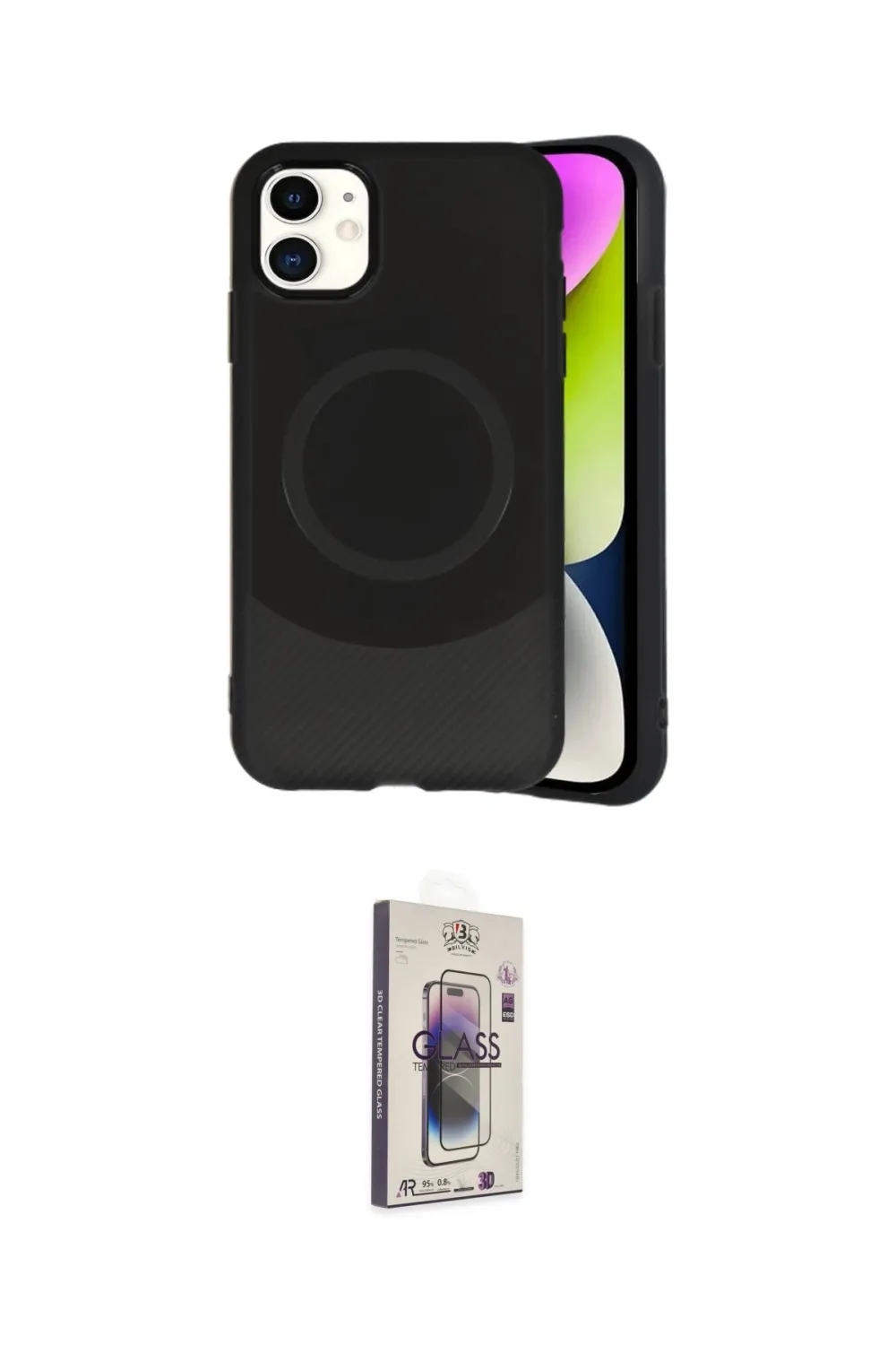 ieg™ iPhone 11 Kılıf Ufuk Serisi - Siyah Bilvis 3D Cam Ekran Koruyucu