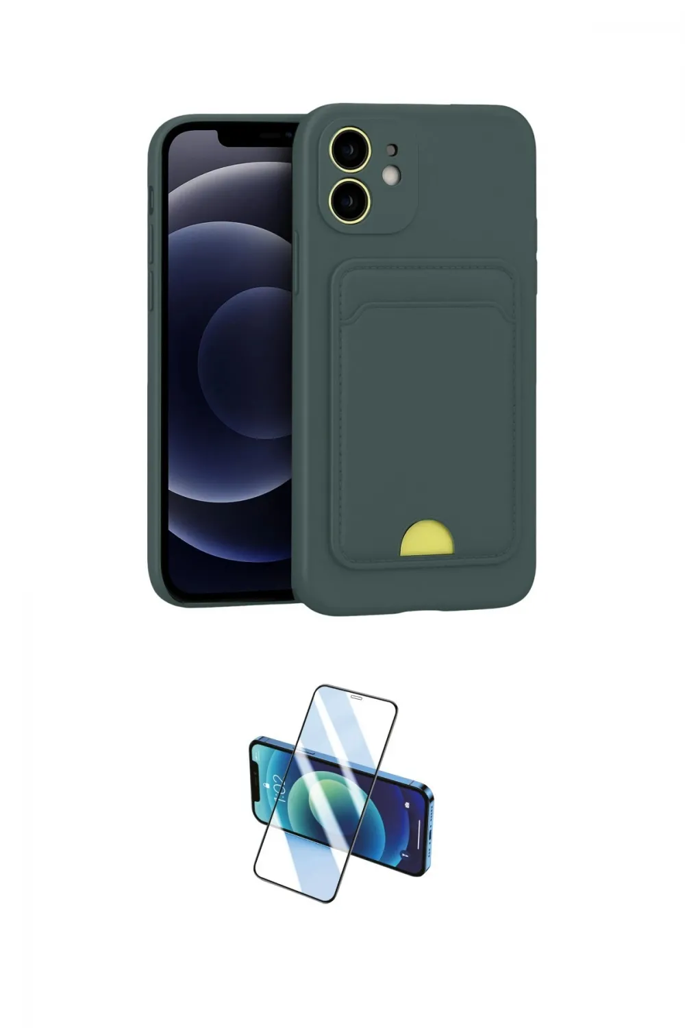 ieg™ iPhone 11 Kılıf Vadi Çizgi Prime - Siyah 3D Antistatik Cam Ekran Koruyucu