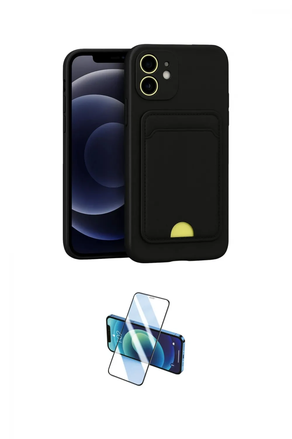 ieg™ iPhone 11 Kılıf Vadi Çizgi Prime - Siyah 3D Antistatik Cam Ekran Koruyucu