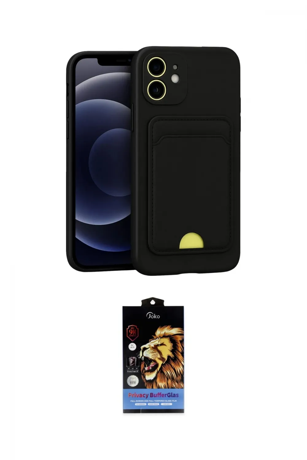 ieg™ iPhone 11 Kılıf Vadi Çizgi Prime - Siyah Buffer Hayalet Cam Ekran Koruyucu