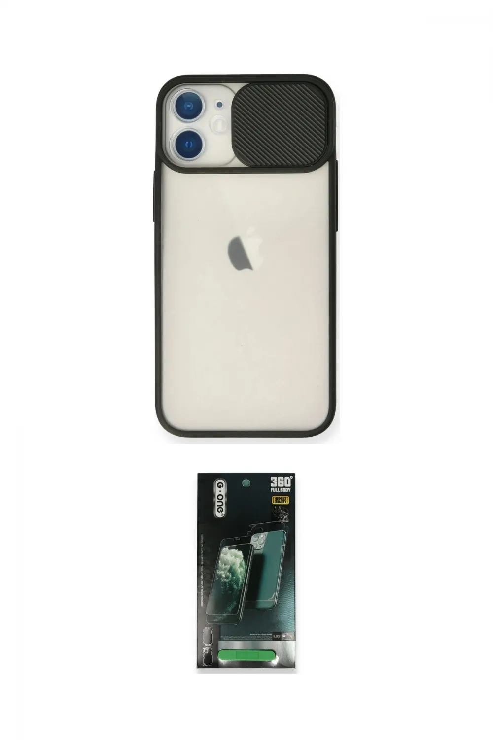 ieg™ iPhone 11 Kılıf Vadi Çizgi - Siyah 360 Mat Full Body Arka Koruyucu