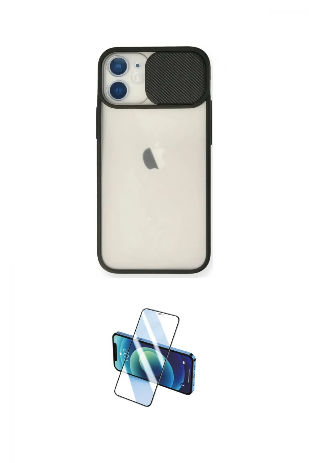 ieg™ iPhone 11 Kılıf Vadi Çizgi - Siyah 3D Antistatik Cam Ekran Koruyucu