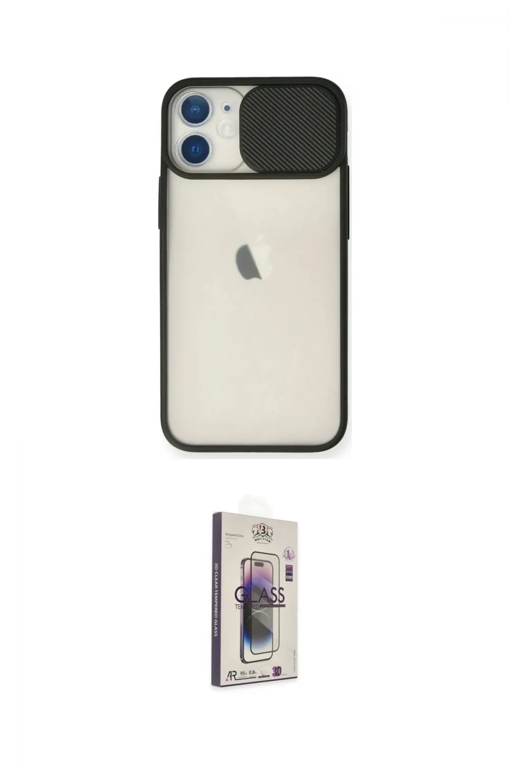 ieg™ iPhone 11 Kılıf Vadi Çizgi - Siyah Bilvis 3D Cam Ekran Koruyucu