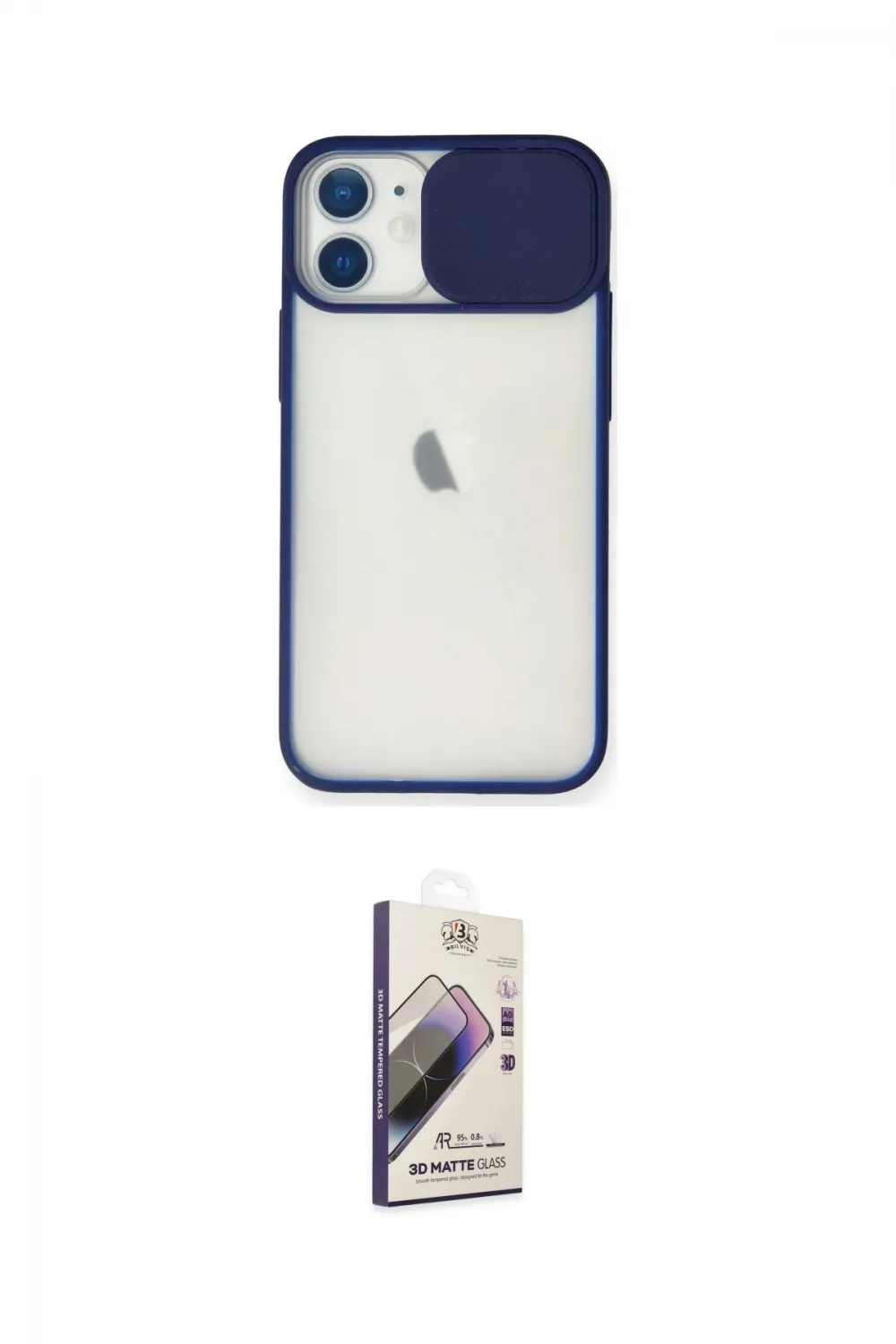 ieg™ iPhone 11 Kılıf Vadi Çizgi - Siyah Bilvis 3D Mat Cam Ekran Koruyucu