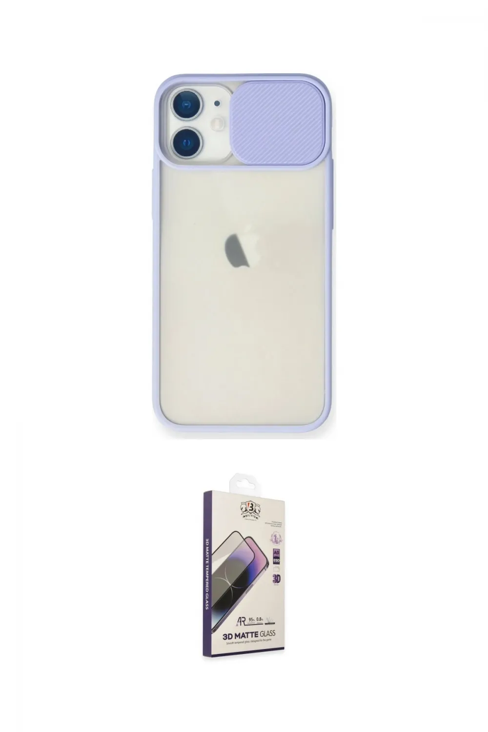 ieg™ iPhone 11 Kılıf Vadi Çizgi - Siyah Bilvis 3D Mat Cam Ekran Koruyucu