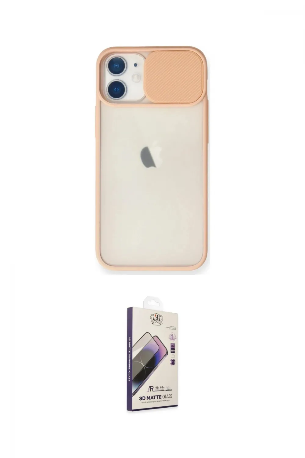 ieg™ iPhone 11 Kılıf Vadi Çizgi - Siyah Bilvis 3D Mat Cam Ekran Koruyucu