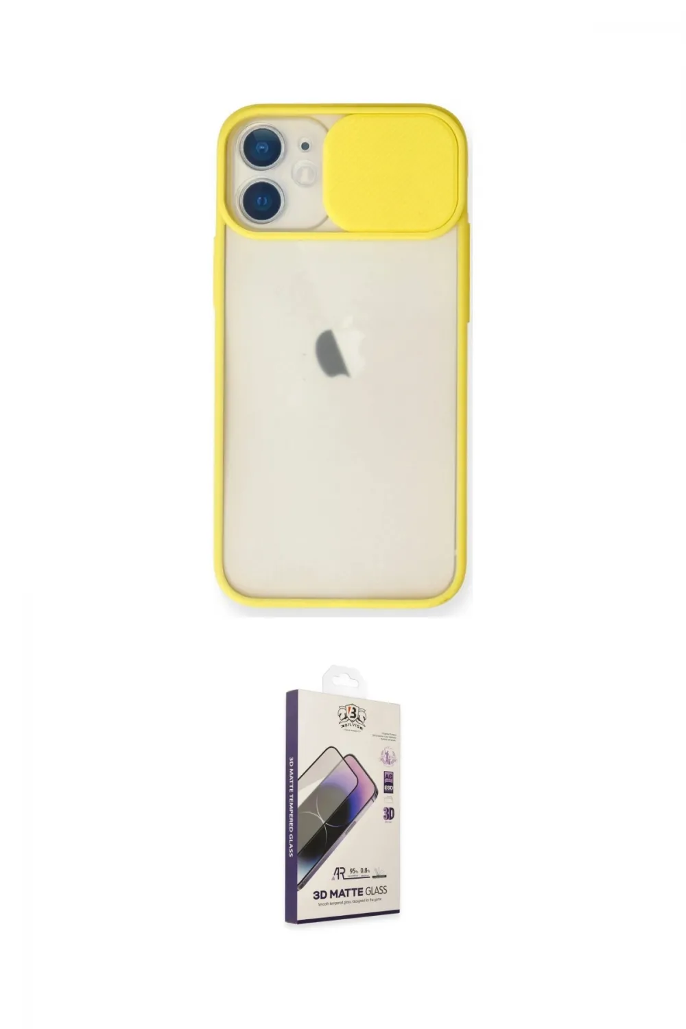 ieg™ iPhone 11 Kılıf Vadi Çizgi - Siyah Bilvis 3D Mat Cam Ekran Koruyucu