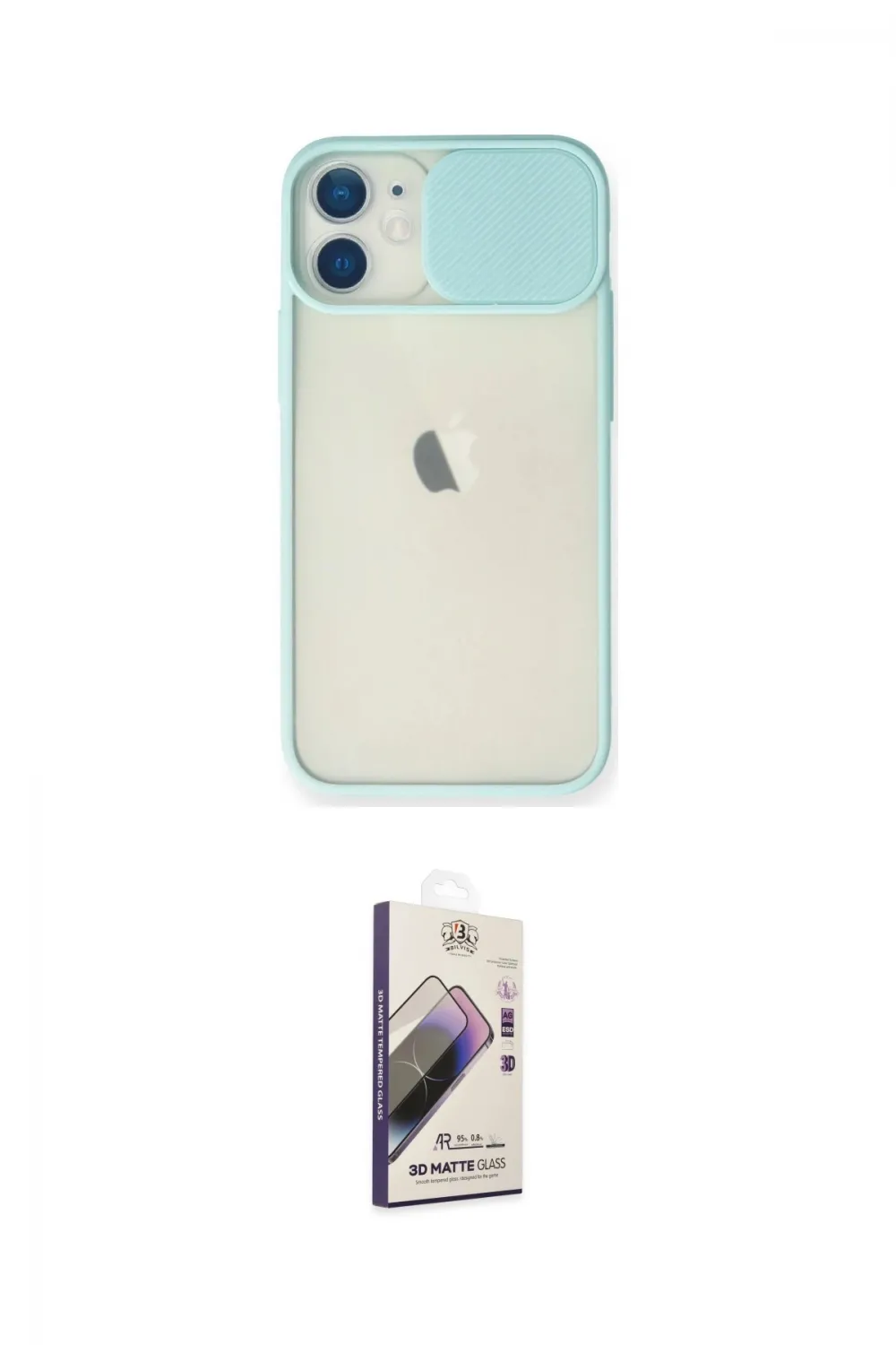 ieg™ iPhone 11 Kılıf Vadi Çizgi - Siyah Bilvis 3D Mat Cam Ekran Koruyucu