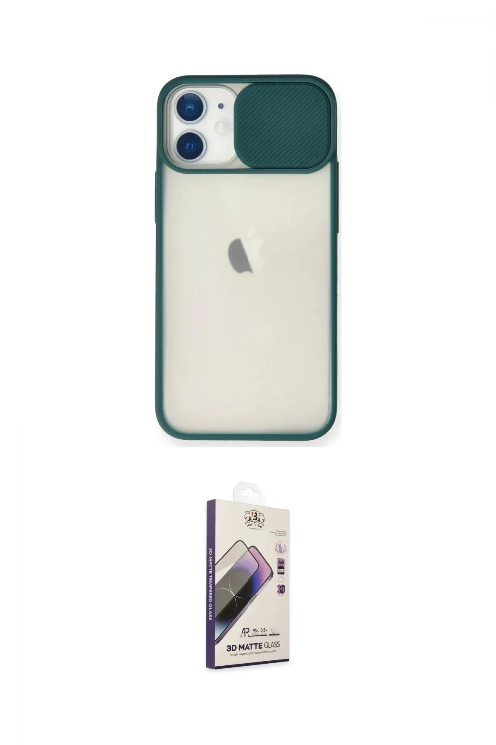 ieg™ iPhone 11 Kılıf Vadi Çizgi - Siyah Bilvis 3D Mat Cam Ekran Koruyucu