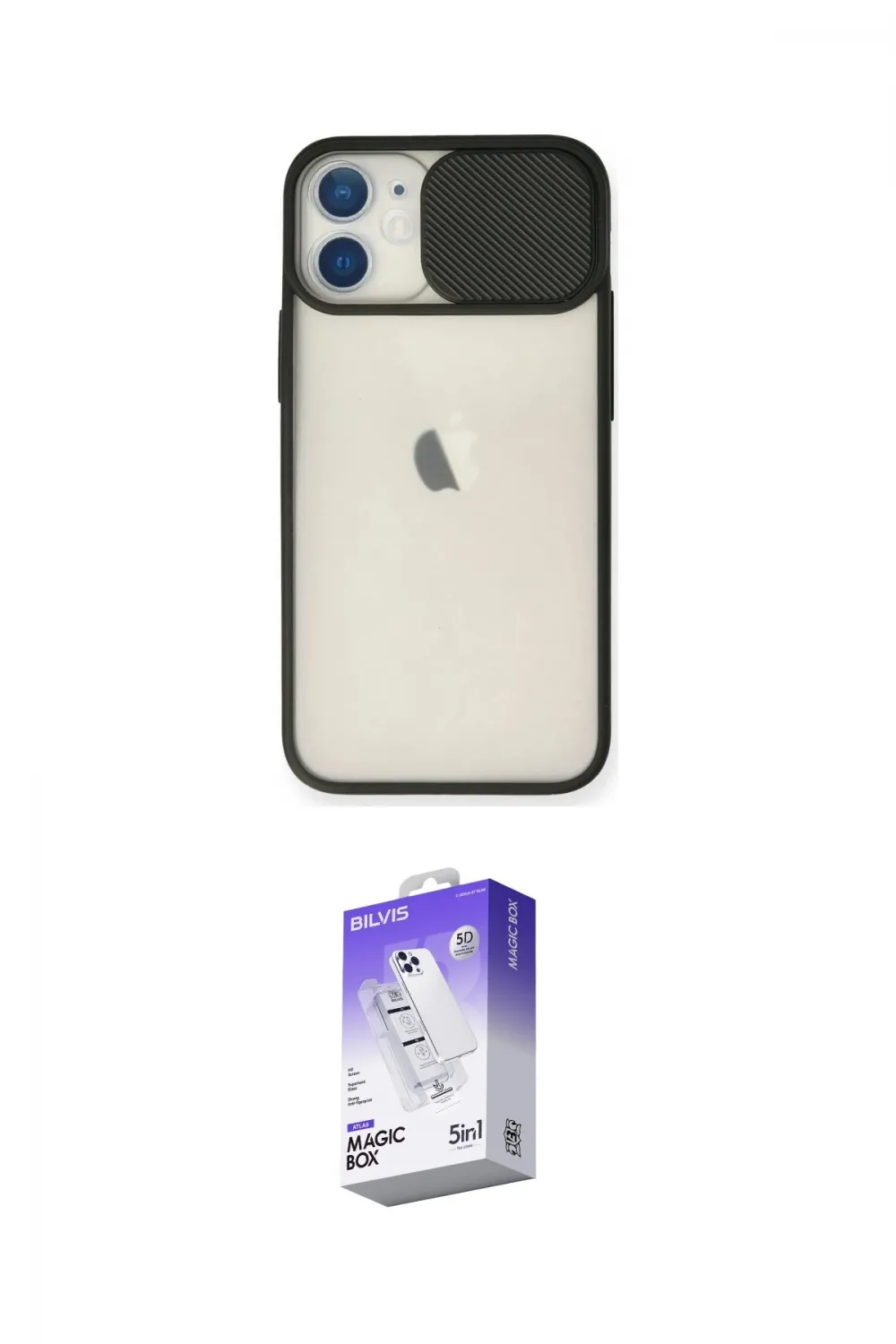 ieg™ iPhone 11 Kılıf Vadi Çizgi - Siyah Bilvis 5in1 3D Magic Cam Ekran Koruyucu