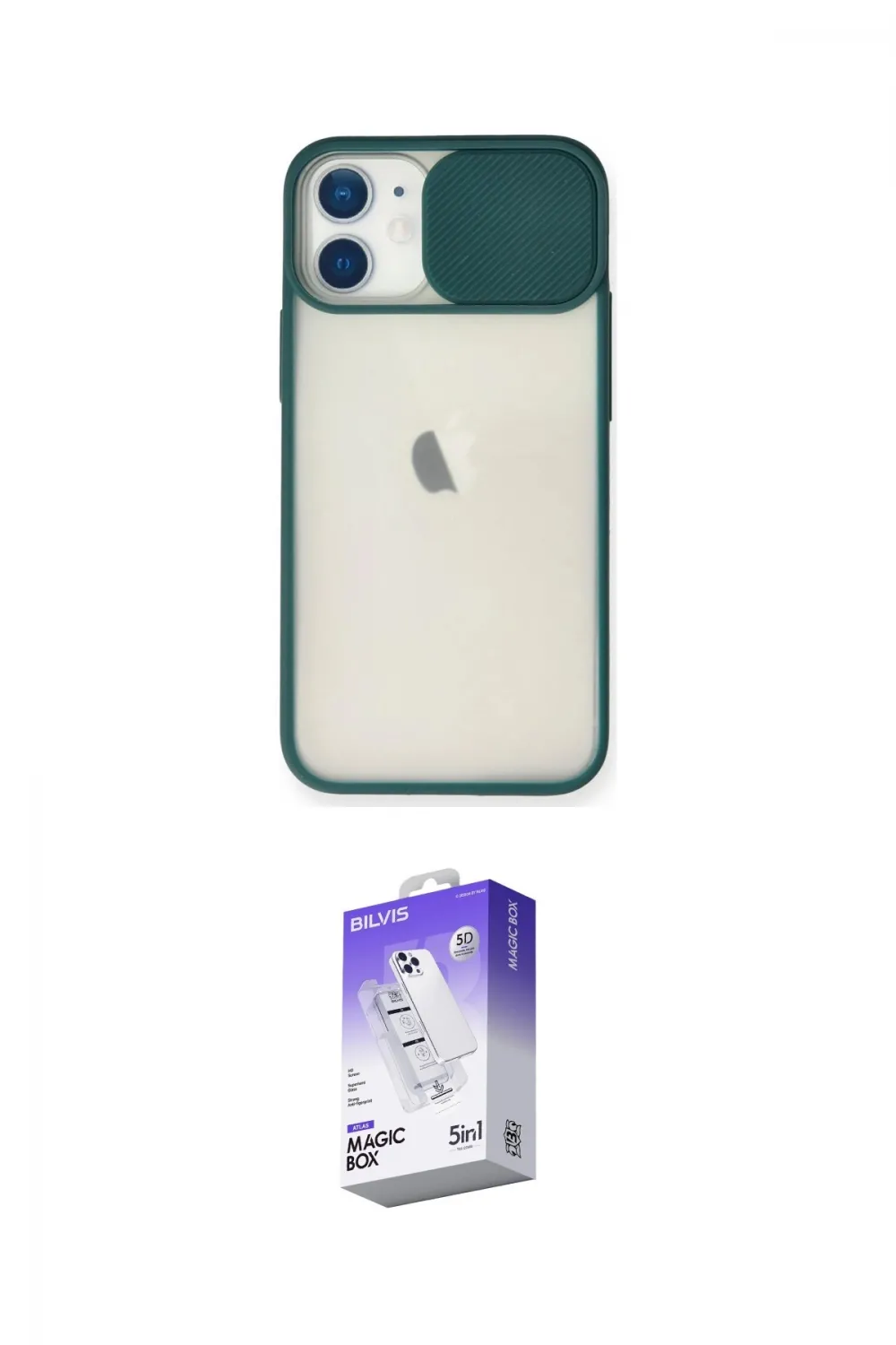 ieg™ iPhone 11 Kılıf Vadi Çizgi - Siyah Bilvis 5in1 3D Magic Cam Ekran Koruyucu