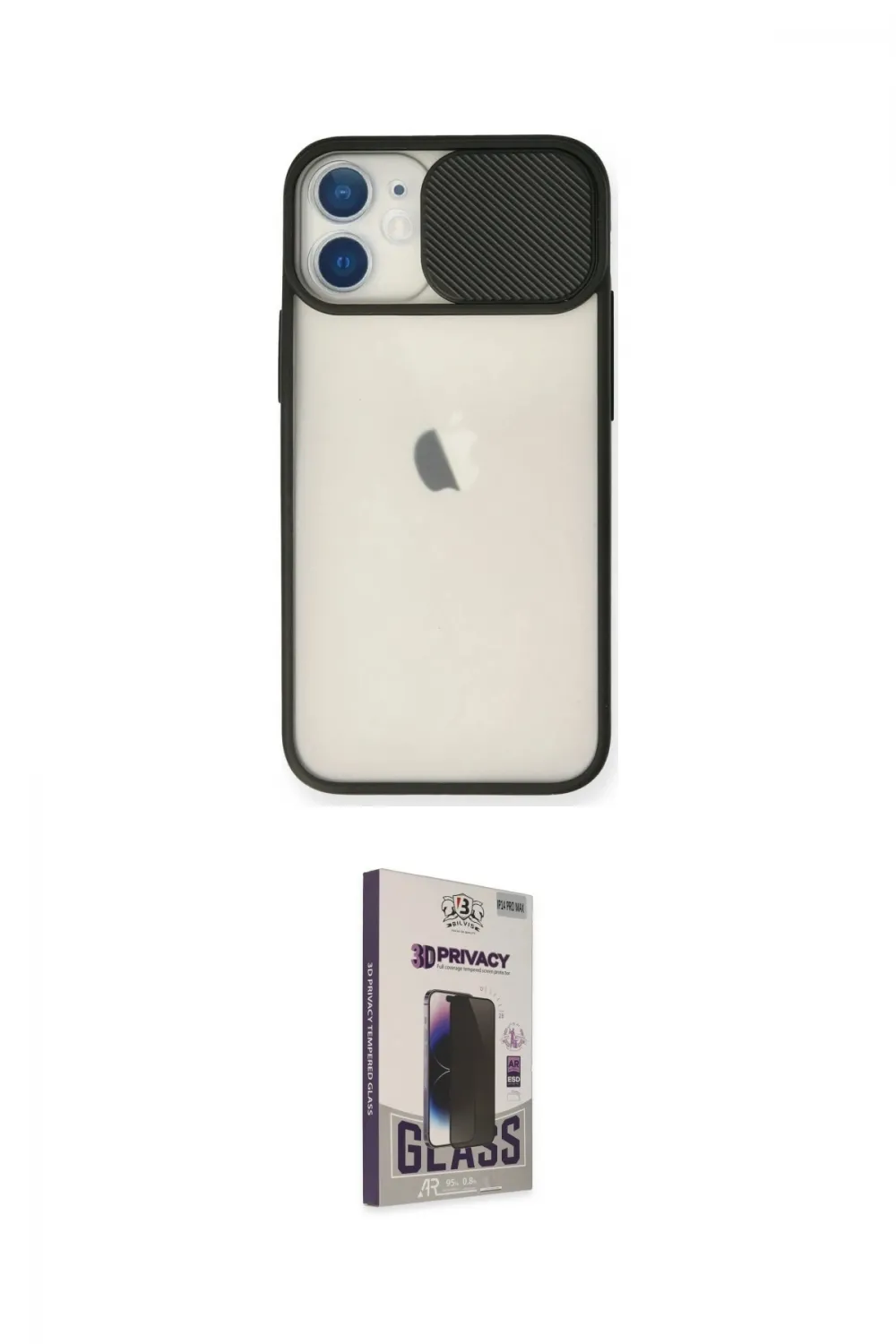 ieg™ iPhone 11 Kılıf Vadi Çizgi - Siyah Bilvis Hayalet Cam Ekran Koruyucu