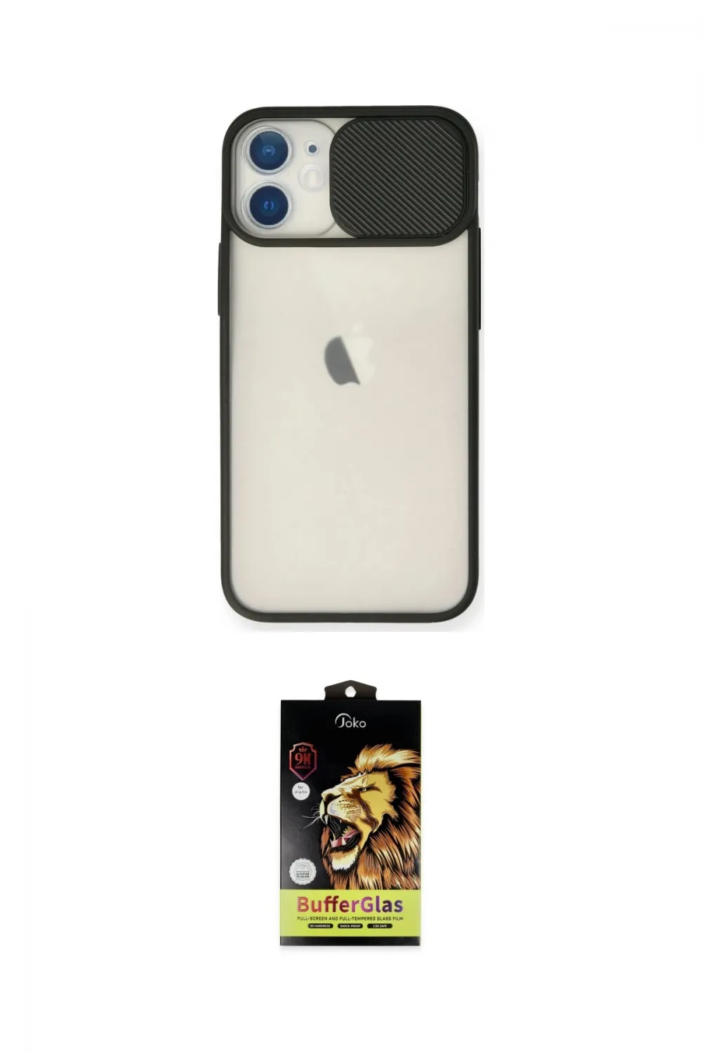 ieg™ iPhone 11 Kılıf Vadi Çizgi - Siyah Buffer Cam Ekran Koruyucu