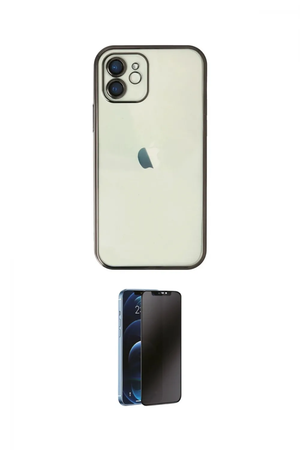 ieg™ iPhone 11 Kılıf Vadi Minimal - Siyah 3D Antistatik Hayalet Cam Ekran Koruyucu