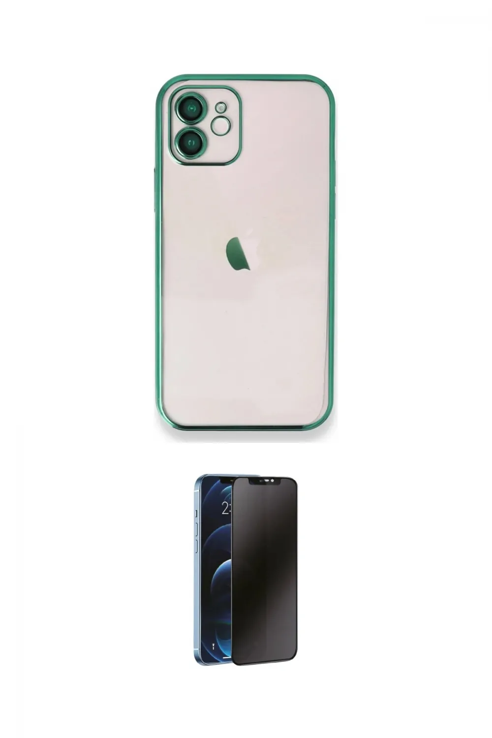 ieg™ iPhone 11 Kılıf Vadi Minimal - Siyah 3D Antistatik Hayalet Cam Ekran Koruyucu