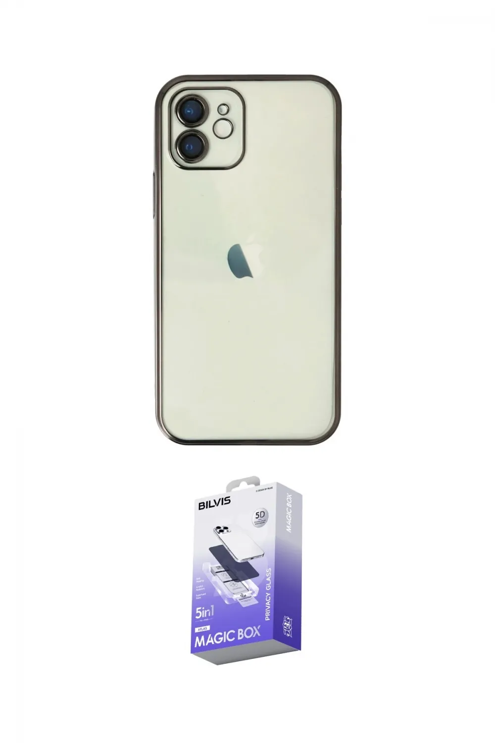 ieg™ iPhone 11 Kılıf Vadi Minimal - Siyah Bilvis 5in1 5D Magic Hayalet Cam Ekran Koruyucu