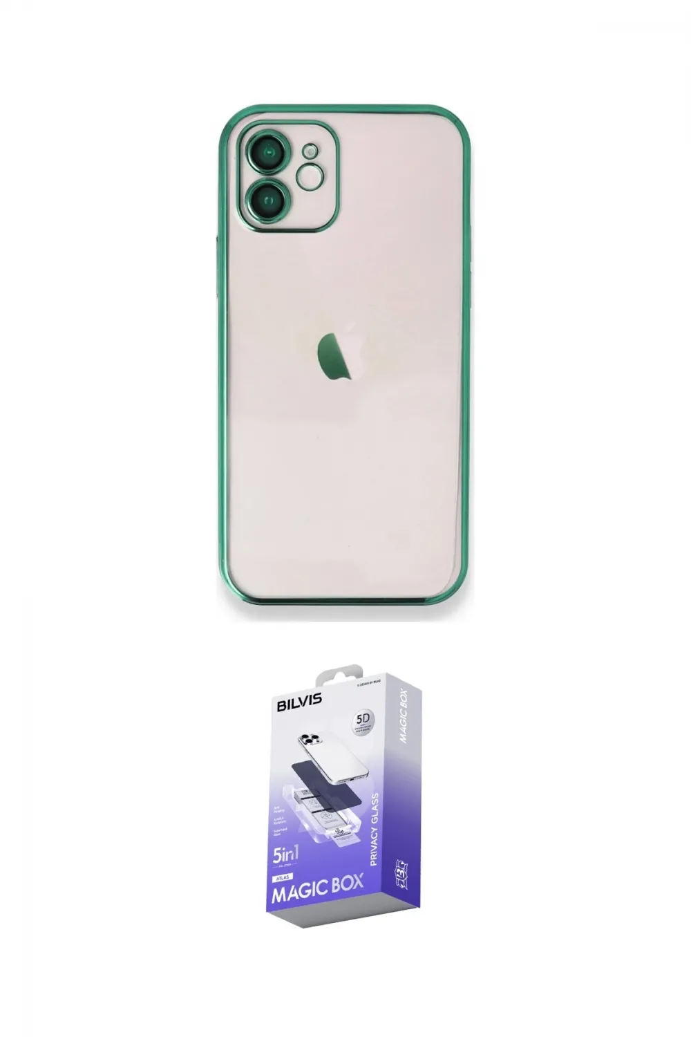 ieg™ iPhone 11 Kılıf Vadi Minimal - Siyah Bilvis 5in1 5D Magic Hayalet Cam Ekran Koruyucu